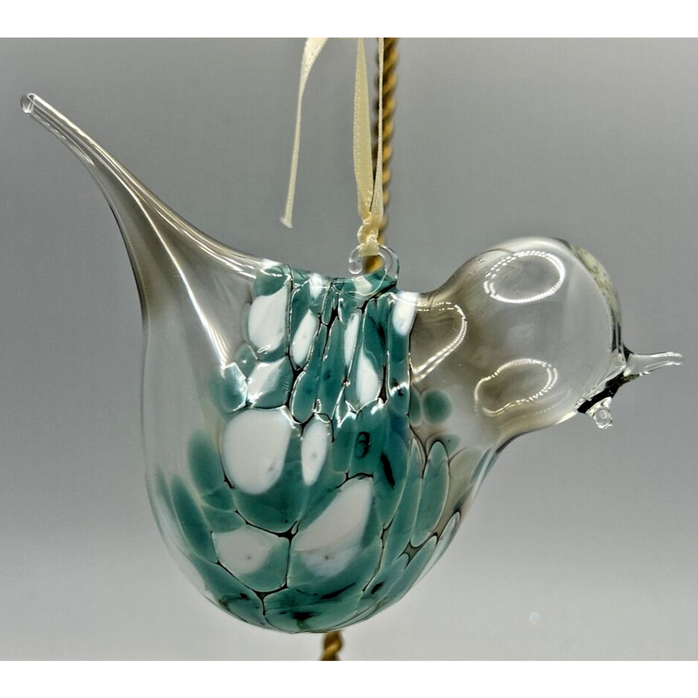 Vintage Art Glass Bird Blue White U257/1Bird‎